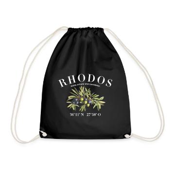 Rhodos Griechenland Urlaub Oliven - Turnbeutel - Schwarz - Vorne