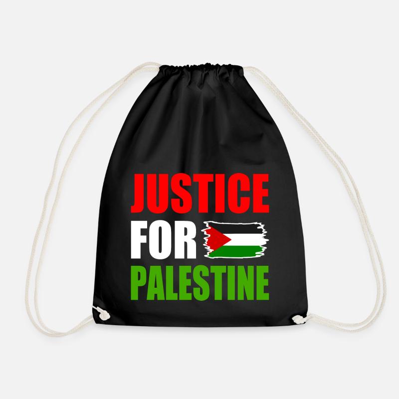 Justice for palestine - Drawstring Bag - black