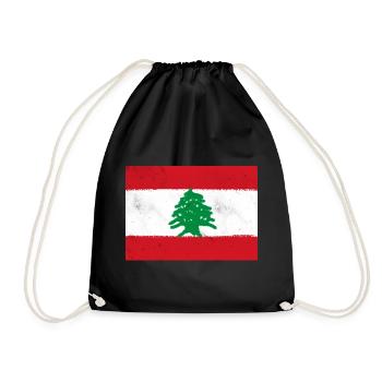 Flagge des Libanon - Turnbeutel - Schwarz - Vorne