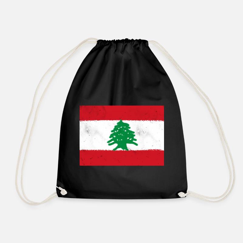 Flag of Lebanon - Drawstring Bag - black