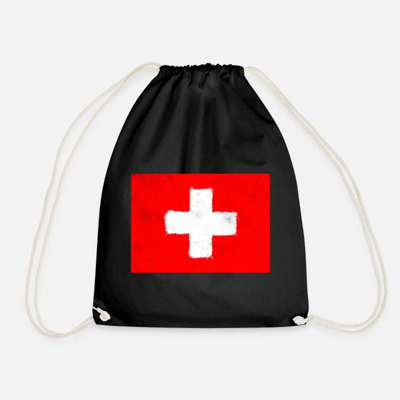 Flagge der Schweiz - Turnbeutel - Schwarz