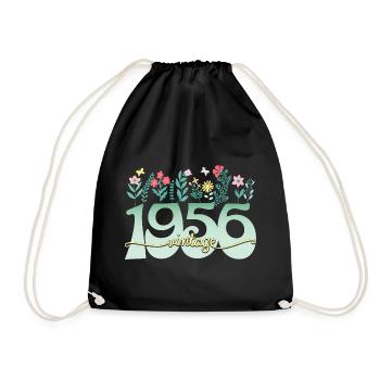 1956 Flowers 70 Years Anniversary Woman - Drawstring Bag - black - Front