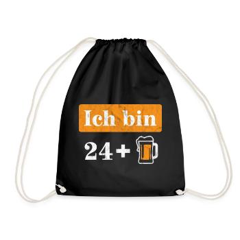 Ich bin 24 plus Bier 25. Geburtstag - Turnbeutel - Schwarz - Vorne