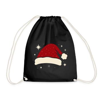 Chapeau de Père Noël Chapeau de Père Noël avec des étoiles - Sac de sport léger - noir - Devant