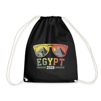 Ägypten Urlaub 2026 Pyramiden - Turnbeutel - Schwarz - Vorne