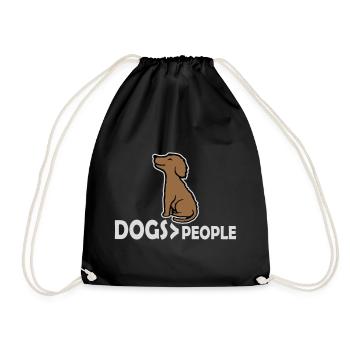 Dogs Over People Hund Lustig Antisozial Spruch - Turnbeutel - Schwarz - Vorne