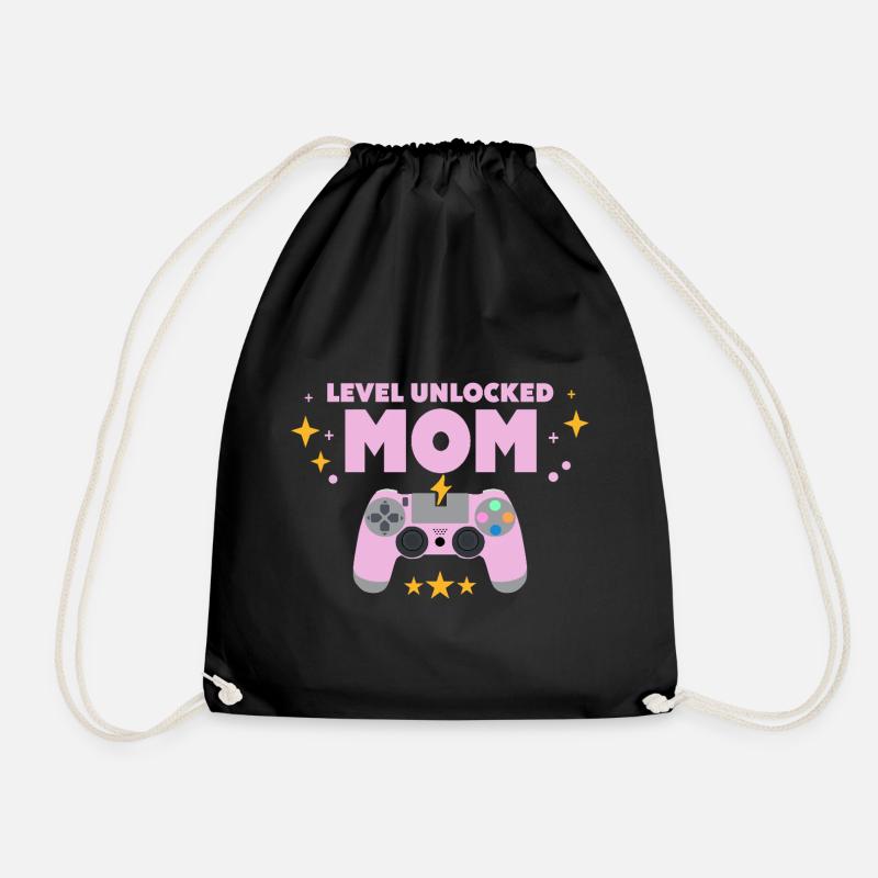 Level unlocked: Mom - Drawstring Bag - black
