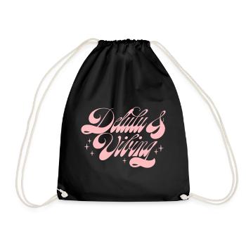 Delulu & Vibing - Drawstring Bag - black - Front