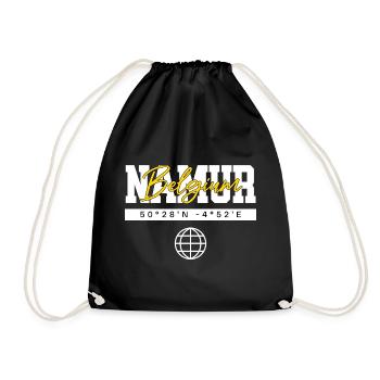 Namur Belgien Koordinaten Reise Souvenir - Turnbeutel - Schwarz - Vorne