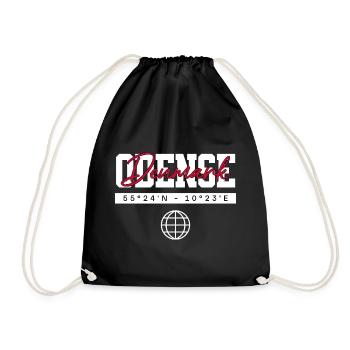 Odense Dänemark Koordinaten Reise Souvenir - Turnbeutel - Schwarz - Vorne