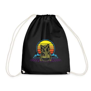 Katze Ramen Neon Retro - Turnbeutel - Schwarz - Vorne