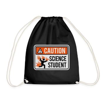 Caution science student - physics / chemistry - Drawstring Bag - black - Front