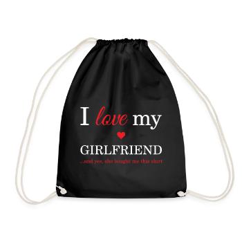 I Love My Girlfriend - Drawstring Bag - black - Front