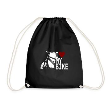 I love my bike, I love my bike - Drawstring Bag - black - Front
