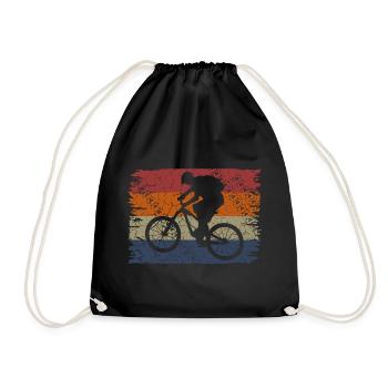 Mtb mountain bike retro mountain biker gift - Drawstring Bag - black - Front