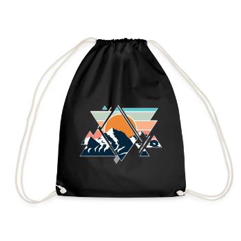 Nature Nature Mountains Mountains Sun Sun Hiking - Drawstring Bag - black - Front