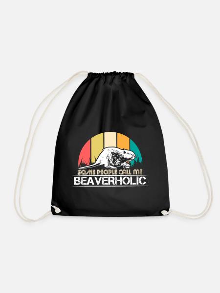 Biber Tier Geschenkidee - Turnbeutel - Schwarz
