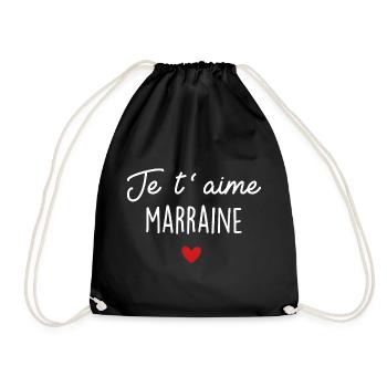Je t'aime Marraine d'amour - Sac de sport léger - noir - Devant