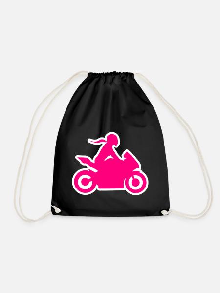 Motorradfahrerin Bikergirl Bikerin Frau Motorrad - Turnbeutel - Schwarz
