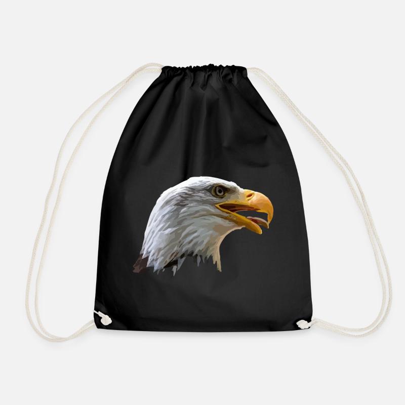 bald eagle - Drawstring Bag - black