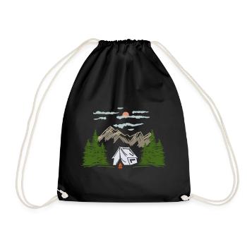 Camping Camping Mountain Motif Gift Idea - Drawstring Bag - black - Front