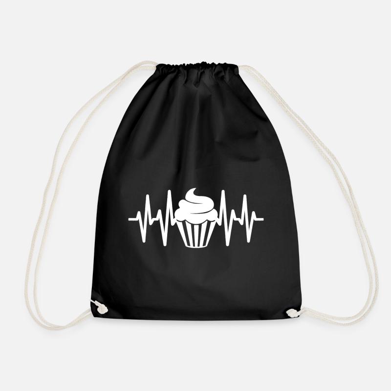 Cupcake Liebe Kuchen Herzschlag - Turnbeutel - Schwarz