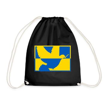Ukrainische Flagge Friedenstaube - Turnbeutel - Schwarz - Vorne