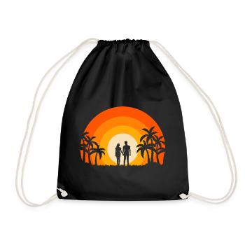Coucher de soleil d’été Palm Tree Beach Océan Paradis Amour - Sac de sport léger - noir - Devant
