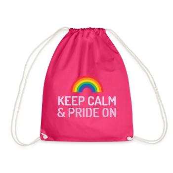Pride Month - Keep Calm and Pride On - Drawstring Bag - fuchsia - Front