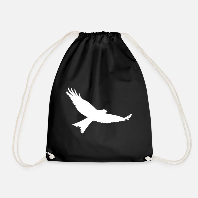 Bird of prey in white - Drawstring Bag - black