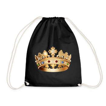 Fascinating, detailed gold-colored crown - Drawstring Bag - black - Front