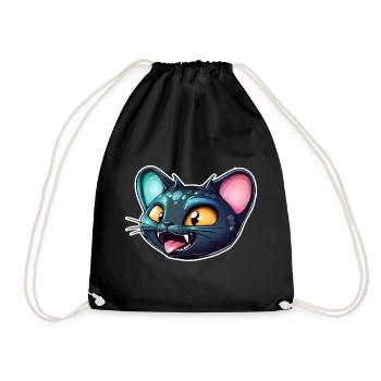 Funny Alien Cat Face - Drawstring Bag - black - Front