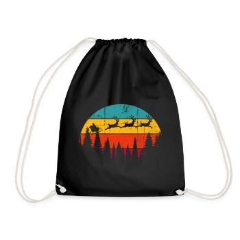Coucher de soleil loups sur les pins - Sac de sport léger - noir - Devant