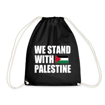 We stand with palestine - Drawstring Bag - black - Front