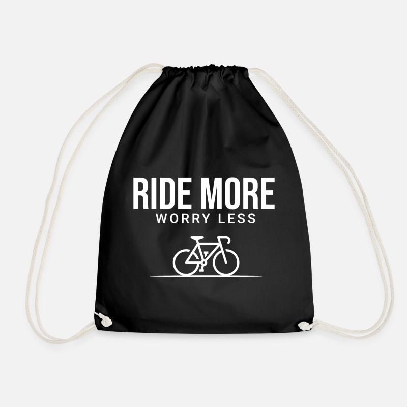 ride more - worry less | Fahrradfahrer Geschenk - Turnbeutel - Schwarz