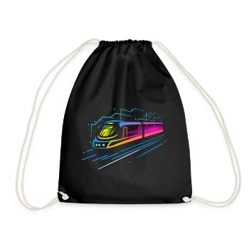Train Cartoon Look - Drawstring Bag - black - Front