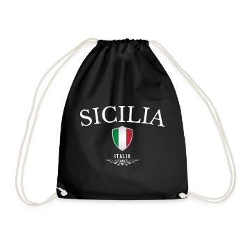 Sicily Italy, minimalist elegant design - Drawstring Bag - black - Front