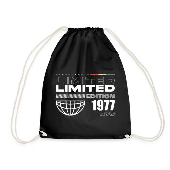 1977 Birthday Gift - Vintage 1977, 48th Birth - Drawstring Bag - black - Front