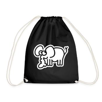 Kleiner Elefant – süßes Safari Comic Tier-Motiv - Turnbeutel - Schwarz - Vorne