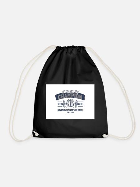 Overthinking Champion Fitness Joke - Drawstring Bag - black