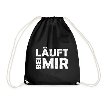 Runs with me - Cool saying - Running - Drawstring Bag - black - Front