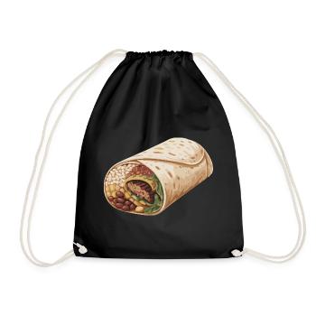 Burrito Wrap Illustration - Drawstring Bag - black - Front