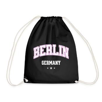 Berlin Pink Varsity Germany - Drawstring Bag - black - Front
