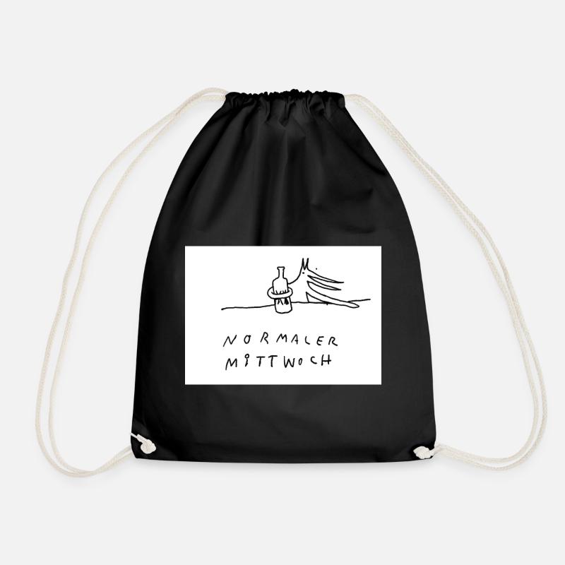 normaler_Mittwoch - Drawstring Bag - black