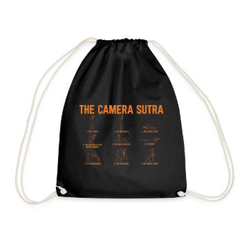 The Camera Sutra – Funny Photographer Design - Drawstring Bag - black - Front
