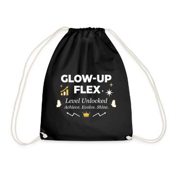 Glow-Up Flex Level Unlocked Personal Growth - Drawstring Bag - black - Front