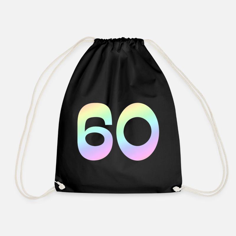 60, Gradient, Pastel - Drawstring Bag - black
