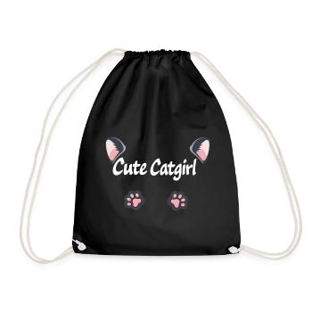 cute catgirl, katzensprüche, pfoten - Turnbeutel - Schwarz - Vorne