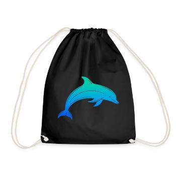Delfin Delphin Jungen Herren Kinder Tümmler - Turnbeutel - Schwarz - Vorne