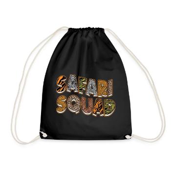 Safari Squad Animals Zoo Party Jungle Zoo Birthday - Drawstring Bag - black - Front